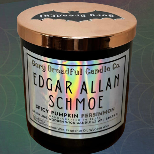 EDGAR ALLAN SCHMOE Crackling Wooden Wick Luxury Candle: Spicy Pumpkin Persimmon Scent