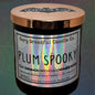 PLUM SPOOKY Luxury Crackling Wooden Wick Candle: Plum Cinnamon Patchouli Leaf Cashmere Woods Scent