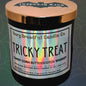 TRICKY TREAT Crackling Wooden Wick Luxury Candle: Candy Corn Butterscotch Whiskey Scent