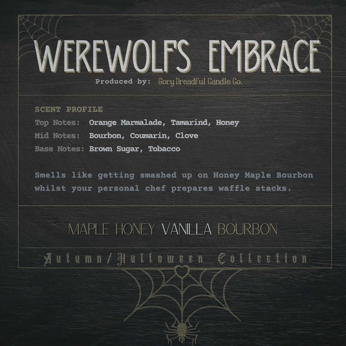 WEREWOLF'S EMBRACE Wax Melt Bar: Maple Honey Vanilla Bourbon Scent