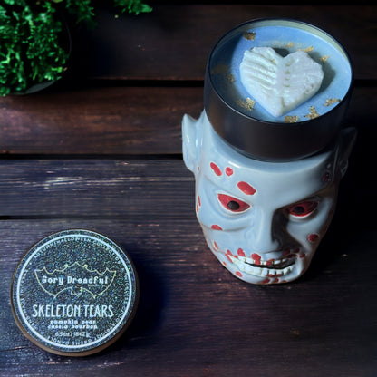 SKELETON TEARS Wickless Luxury Candle: Pumpkin Pear Cassia Bourbon Scent