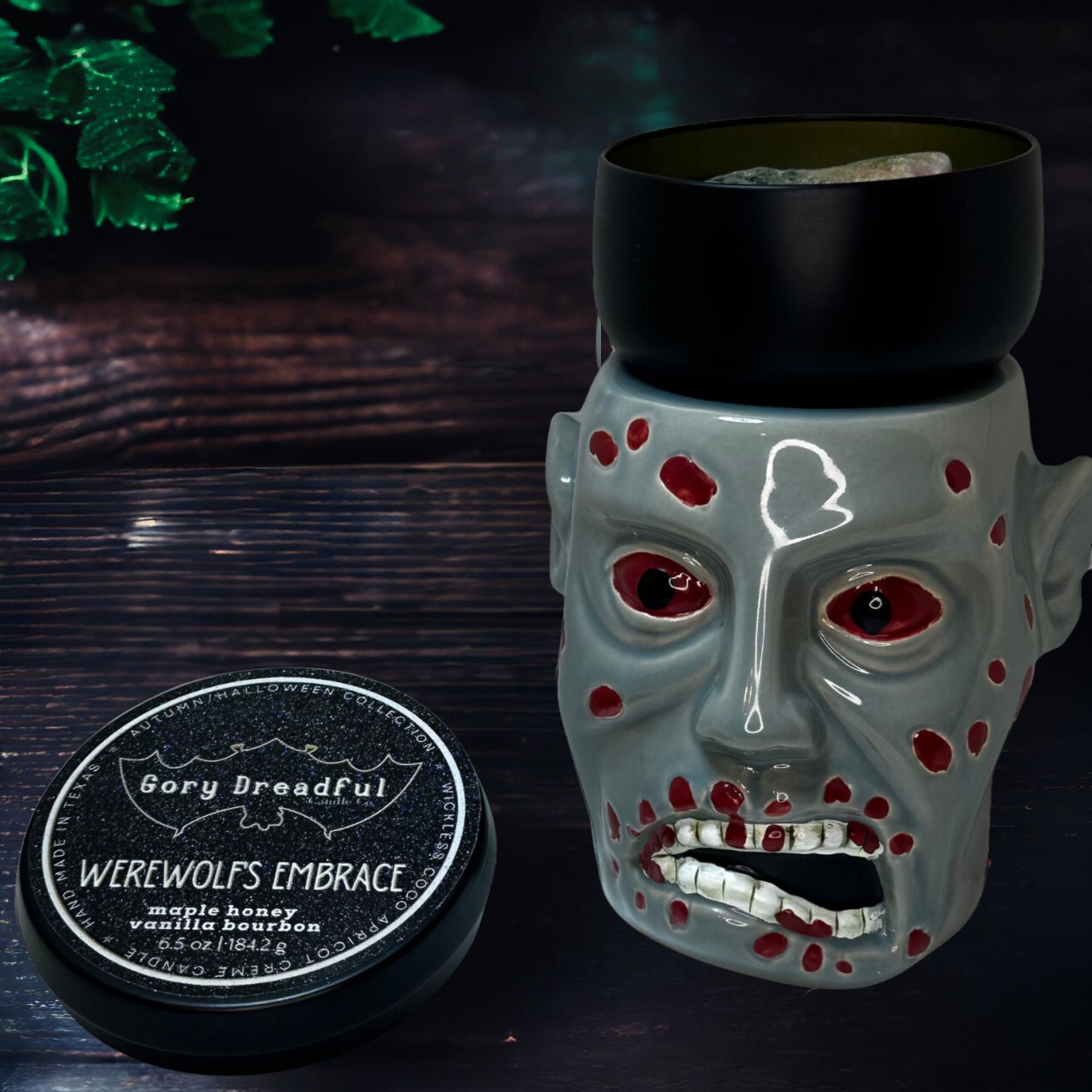 WEREWOLF'S EMBRACE Wickless Luxury Candle: Maple Honey Vanilla Bourbon Scent