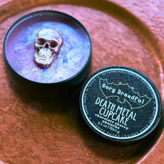 DEATH METAL CUPCAKE Wickless Luxury Candle: Chocolate Cherry Absinthe Scent
