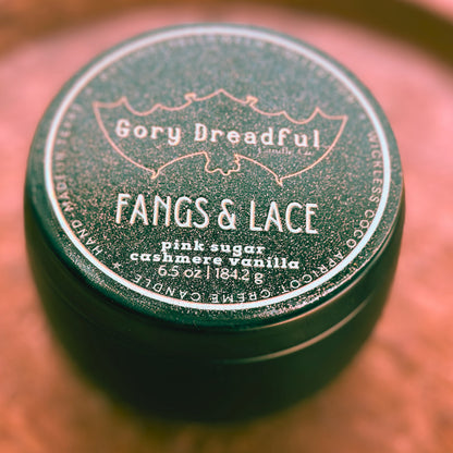 FANGS & LACE Wickless Luxury Candle: Cashmere Pink Sugar Scent