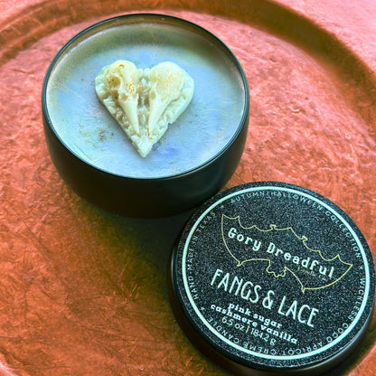 FANGS & LACE Wickless Luxury Candle: Cashmere Pink Sugar Scent