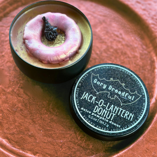JACK-O-LANTERN DONUT Wickless Luxury Candle: Dulce Pumpkin Donut Scent