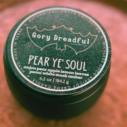 PEAR YE' SOUL Wickless Luxury Candle: Anjou Pear Apple Lemon Leaves Peony White Musk Amber Scent
