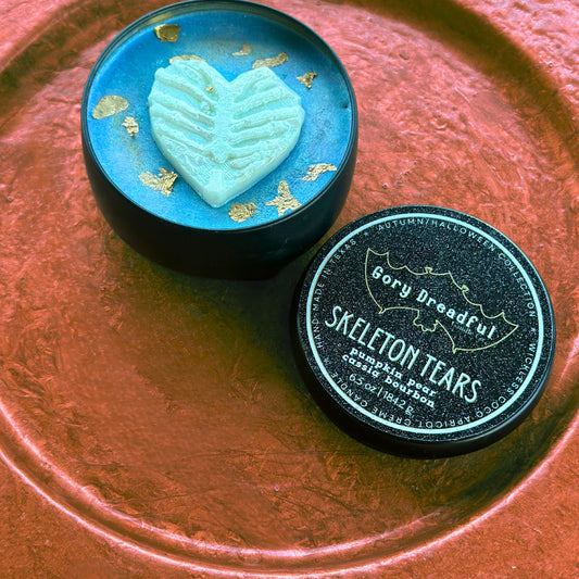 SKELETON TEARS Wickless Luxury Candle: Pumpkin Pear Cassia Bourbon Scent
