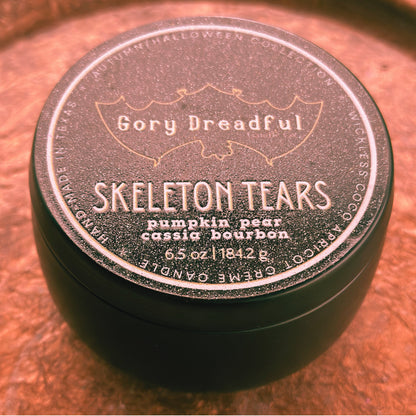 SKELETON TEARS Wickless Luxury Candle: Pumpkin Pear Cassia Bourbon Scent