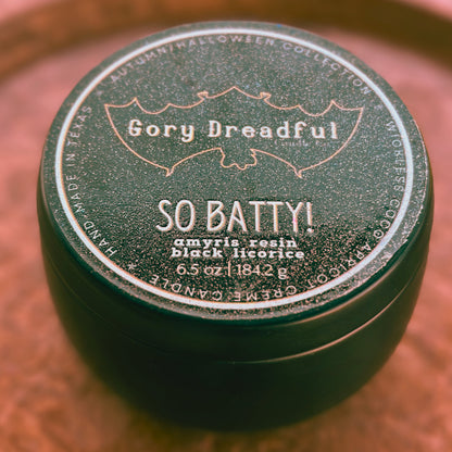 SO BATTY! Wickless Luxury Candle : Amyris Resin Black Licorice Scent