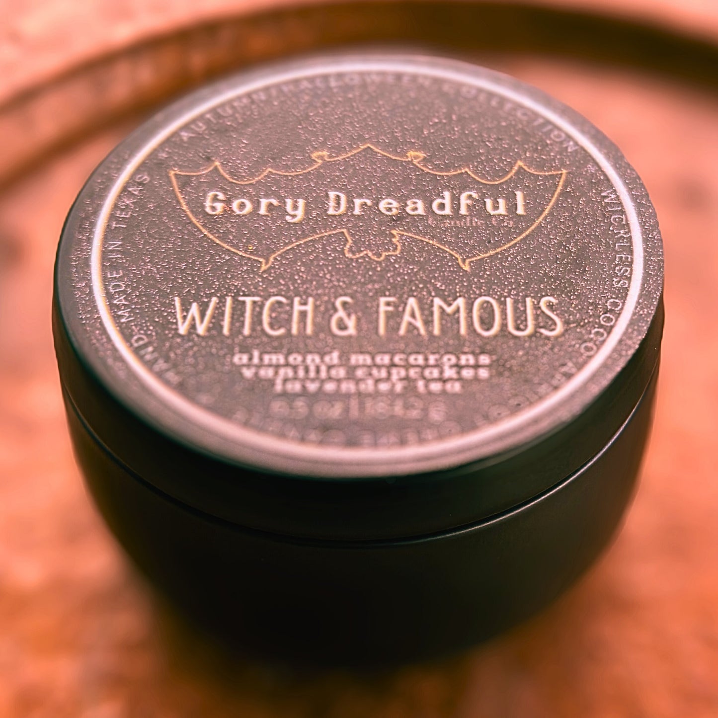 WITCH & FAMOUS Wickless Luxury Candle: Almond Macarons Vanilla Cake Lavender Tea Scent