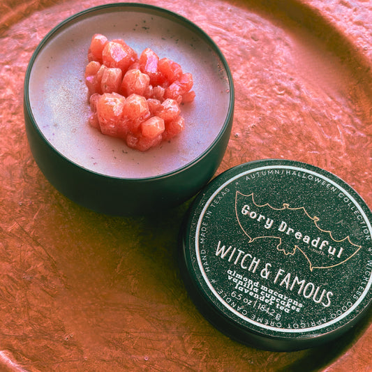 WITCH & FAMOUS Wickless Luxury Candle: Almond Macarons Vanilla Cake Lavender Tea Scent