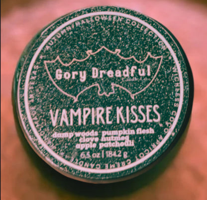 VAMPIRE KISSES Wickless Luxury Candle: Damp Woods Pumpkin Flesh Clove Nutmeg Apple Patchouli Scent