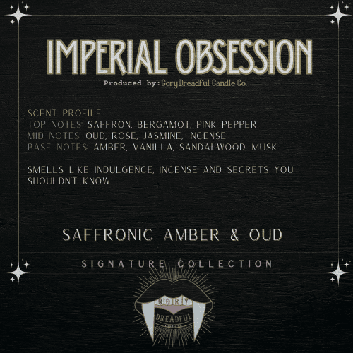IMPERIAL OBSESSION Sizzling Room Salt Crystal Potpourri: Saffronic Amber & Oud Scent - Gory Dreadful Candle Co
