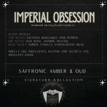 IMPERIAL OBSESSION Sizzling Room Salt Crystal Potpourri: Saffronic Amber & Oud Scent - Gory Dreadful Candle Co