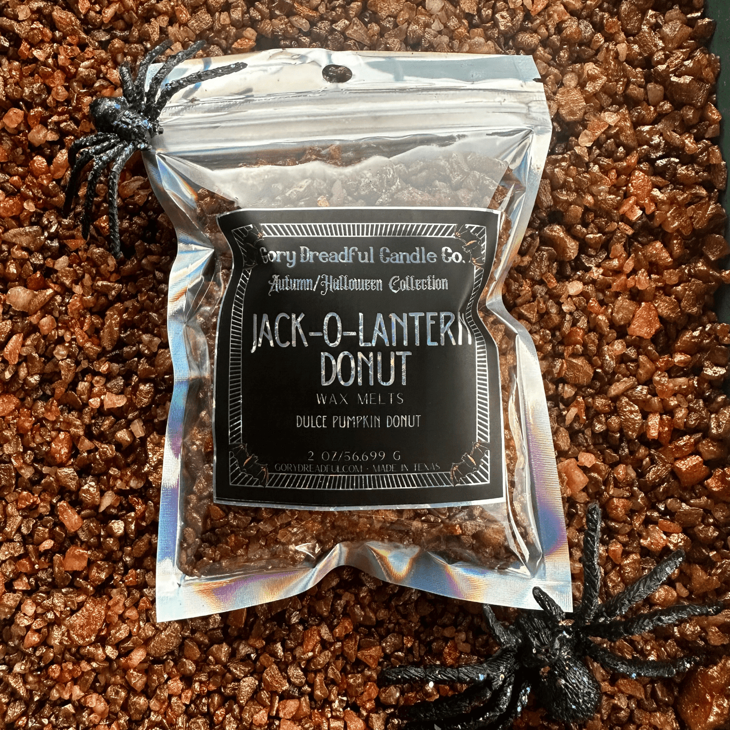 Jack - O - Lantern Donut Sizzling Room Salt Crystal Potpourri: Dulce Pumpkin Donut Scent - Gory Dreadful Candle Co