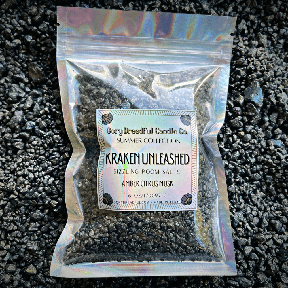 KRAKEN UNLEASHED Sizzling Room Salt Crystal Potpourri: Amber Citrus Musk Scent - Gory Dreadful Candle Co