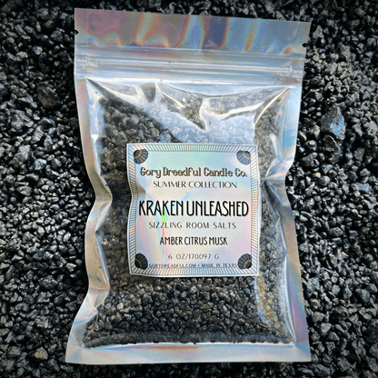 KRAKEN UNLEASHED Sizzling Room Salt Crystal Potpourri: Amber Citrus Musk Scent - Gory Dreadful Candle Co