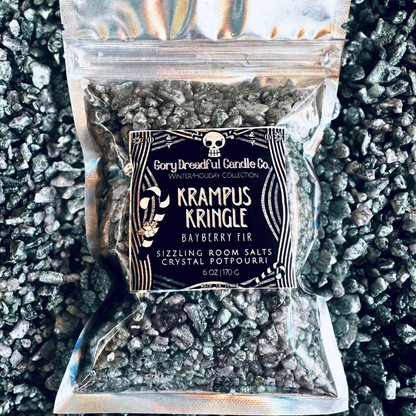 KRAMPUS KRINGLE Sizzling Room Salt Crystal Potpourri: Bayberry Fir Wreath Scent - Gory Dreadful Candle Co