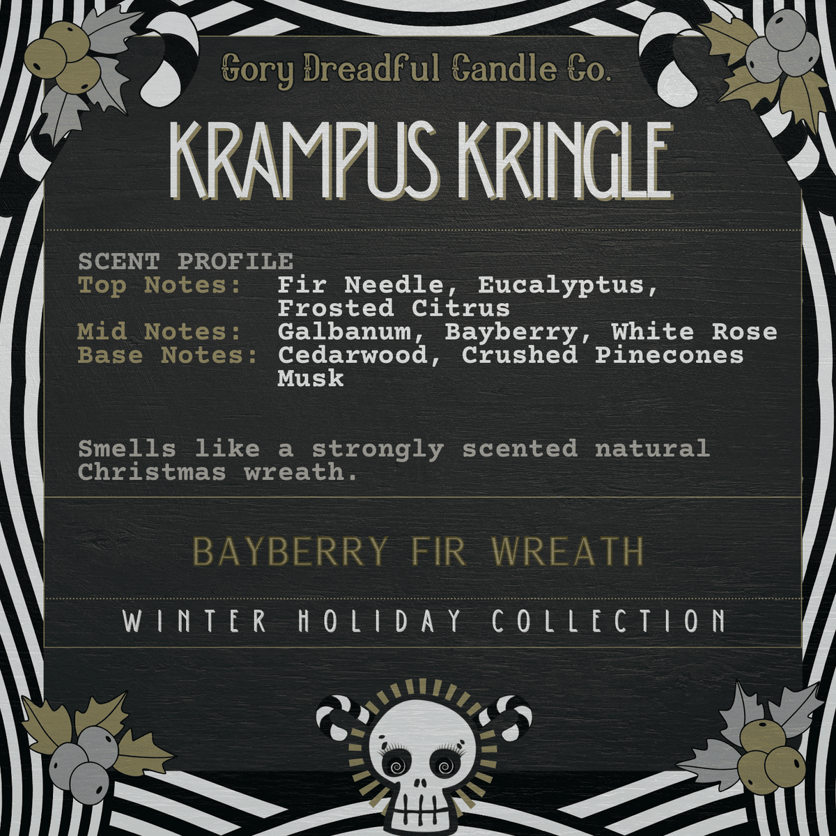 KRAMPUS KRINGLE Sizzling Room Salt Crystal Potpourri: Bayberry Fir Wreath Scent - Gory Dreadful Candle Co