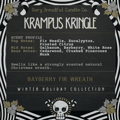 KRAMPUS KRINGLE Sizzling Room Salt Crystal Potpourri: Bayberry Fir Wreath Scent - Gory Dreadful Candle Co