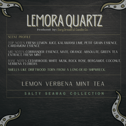 LEMORA QUARTZ Mega Wax Melt 6 oz: Lemon Verbena Mint Tea Scent - Gory Dreadful Candle Co