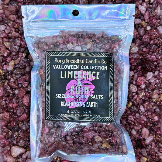 LIMERENCE & RUIN Sizzling Room Salt Crystal Potpourri: Dead Roses & Earth Scent - Gory Dreadful Candle Co