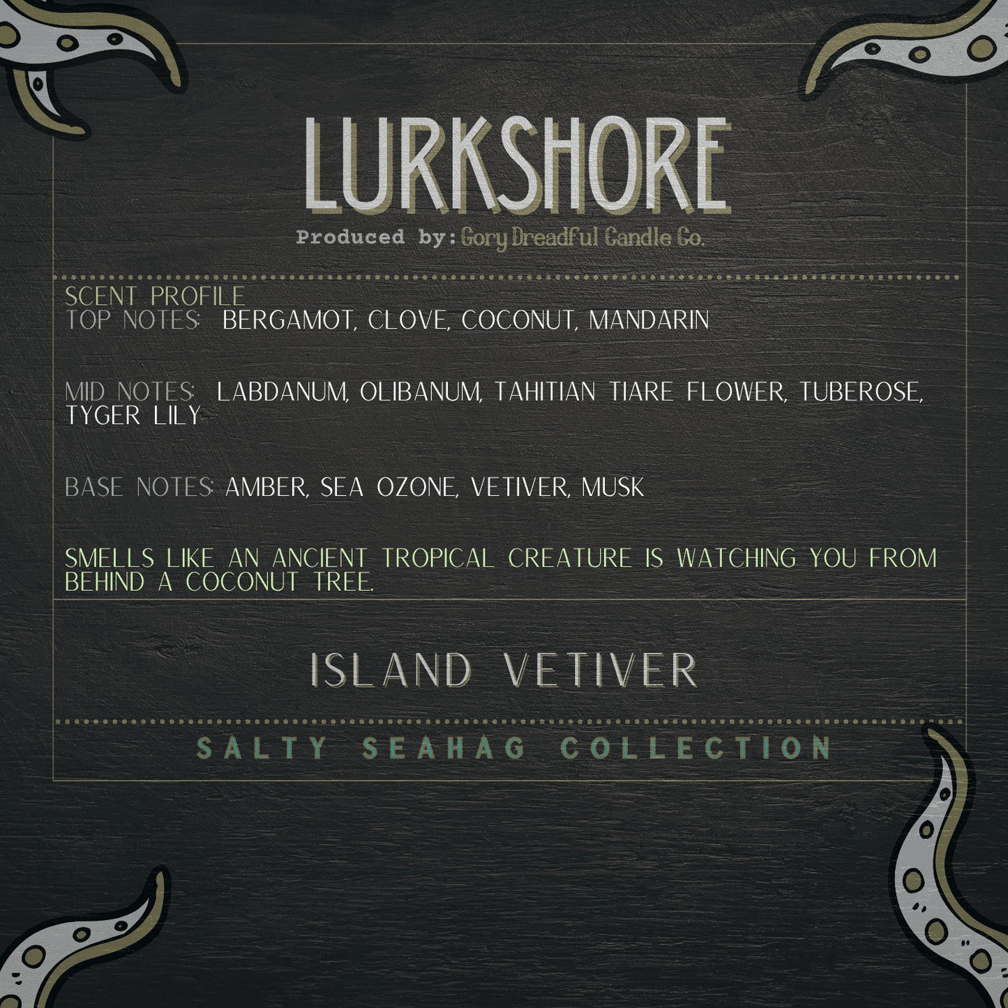 LURKSHORE Wax Melt Druzy: Island Vetiver Scent - Gory Dreadful Candle Co