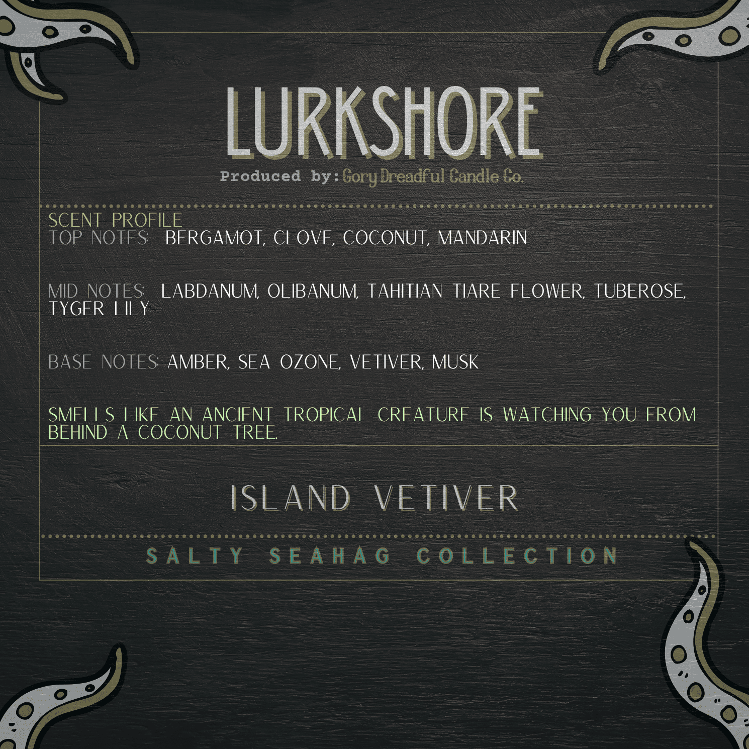 LURKSHORE Wax Melt Druzy: Island Vetiver Scent - Gory Dreadful Candle Co