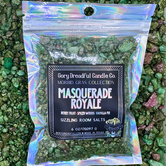 MASQUERADE ROYALE Sizzling Room Salt Crystal Potpourri: Berry Fruit · Spiced Woods · Vanilla Fir Scent - Gory Dreadful Candle Co