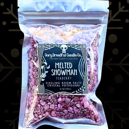 MELTED SNOWMAN Sizzling Room Salt Crystal Potpourri: Teaberry Scent - Gory Dreadful Candle Co