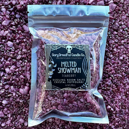 MELTED SNOWMAN Sizzling Room Salt Crystal Potpourri: Teaberry Scent - Gory Dreadful Candle Co