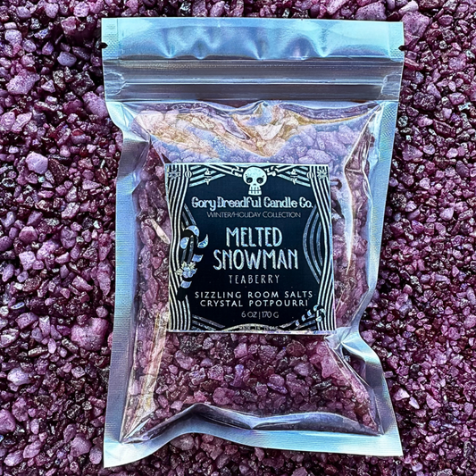 MELTED SNOWMAN Sizzling Room Salt Crystal Potpourri: Teaberry Scent - Gory Dreadful Candle Co