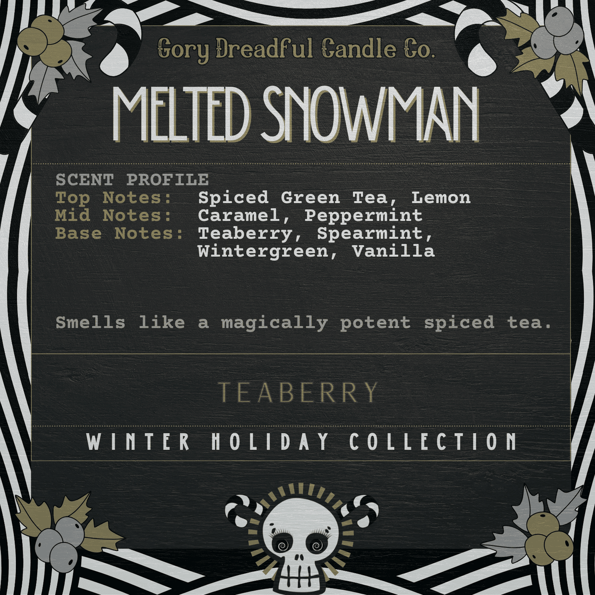MELTED SNOWMAN Sizzling Room Salt Crystal Potpourri: Teaberry Scent - Gory Dreadful Candle Co