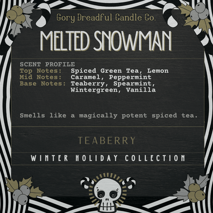 MELTED SNOWMAN Sizzling Room Salt Crystal Potpourri: Teaberry Scent - Gory Dreadful Candle Co