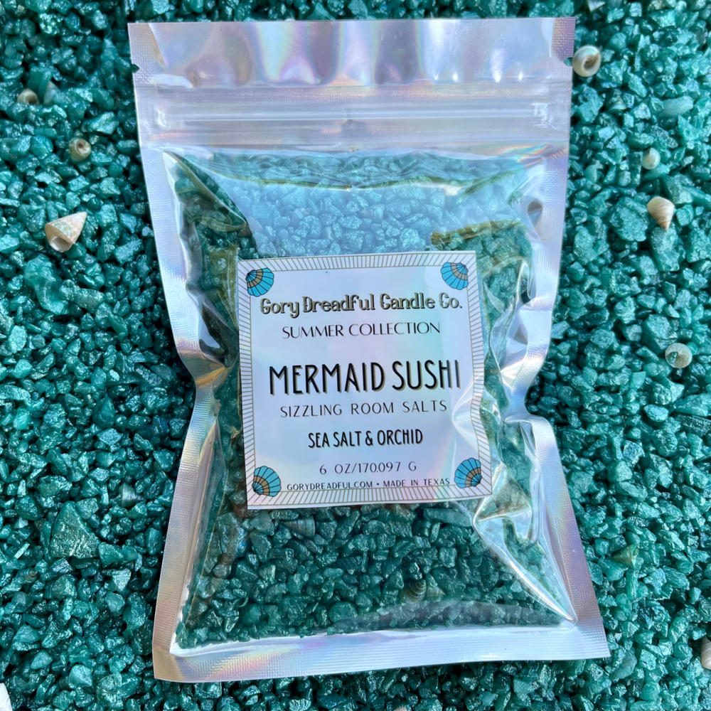 MERMAID SUSHI Sizzling Room Salt Crystal Potpourri: Sea Salt & Orchid Scent - Gory Dreadful Candle Co