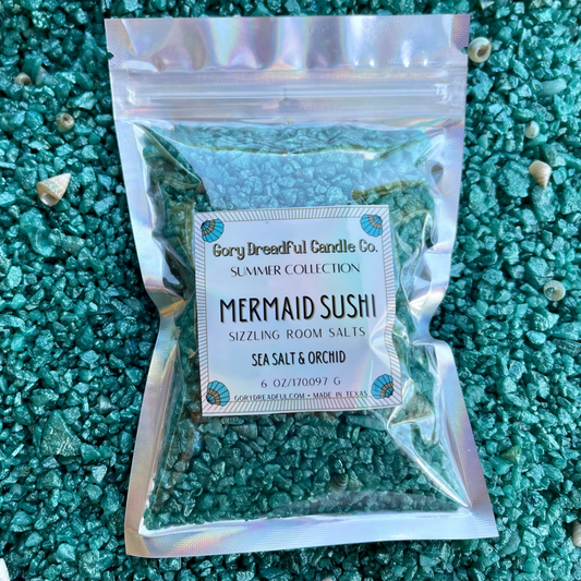 MERMAID SUSHI Sizzling Room Salt Crystal Potpourri: Sea Salt & Orchid Scent - Gory Dreadful Candle Co