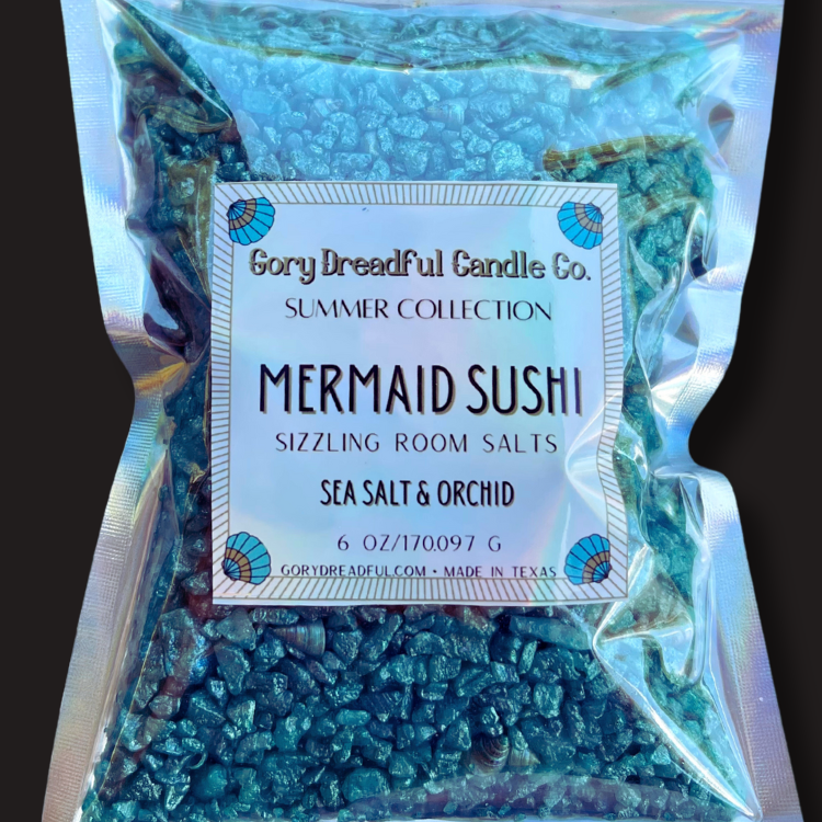 MERMAID SUSHI Sizzling Room Salt Crystal Potpourri: Sea Salt & Orchid Scent - Gory Dreadful Candle Co