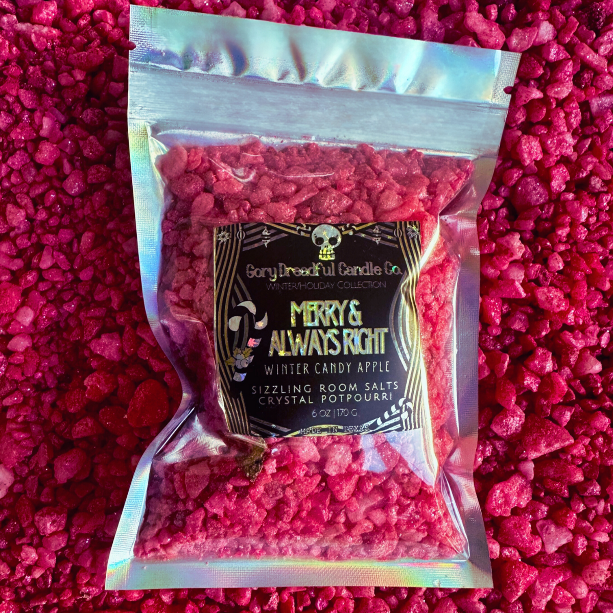 Merry and Always Right Sizzling Room Salt Crystal Potpourri: Winter Candy Apple Scent - Gory Dreadful Candle Co