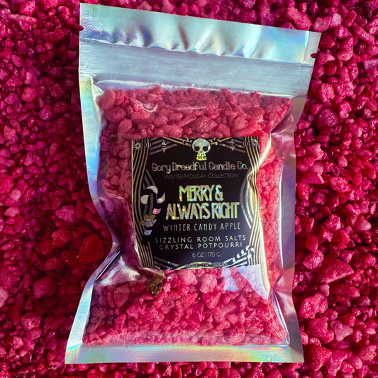 Merry and Always Right Sizzling Room Salt Crystal Potpourri: Winter Candy Apple Scent - Gory Dreadful Candle Co
