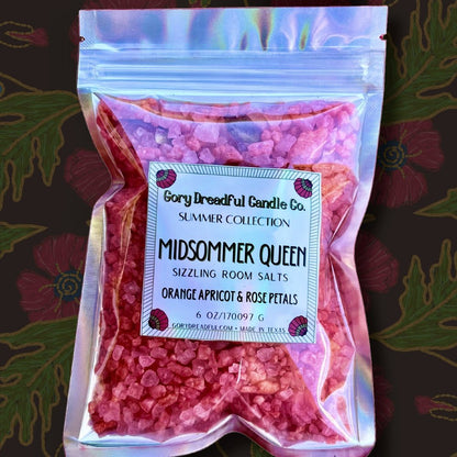 MIDSOMMER QUEEN Sizzling Room Salt Crystal Potpourri: Orange Apricot & Rose Petals Scent - Gory Dreadful Candle Co