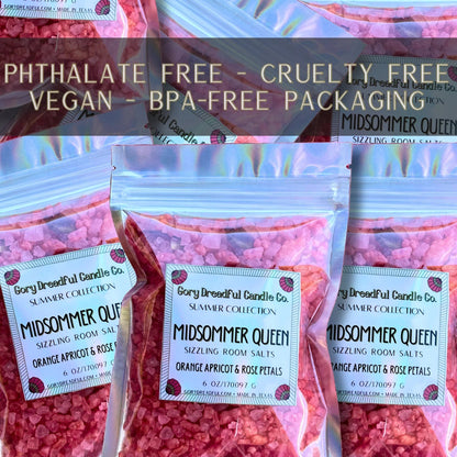 MIDSOMMER QUEEN Sizzling Room Salt Crystal Potpourri: Orange Apricot & Rose Petals Scent - Gory Dreadful Candle Co