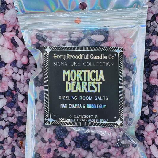MORTICIA DEAREST Sizzling Room Salt Crystal Potpourri: Nag Champa & Bubblegum Scent - Gory Dreadful Candle Co