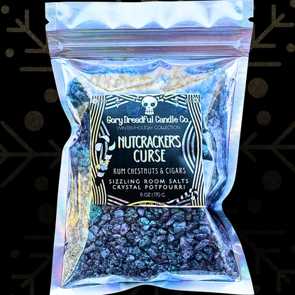 Nutcracker's Curse Sizzling Room Salt Crystal Potpourri: Rum Chestnuts & Cigars Scent - Gory Dreadful Candle Co