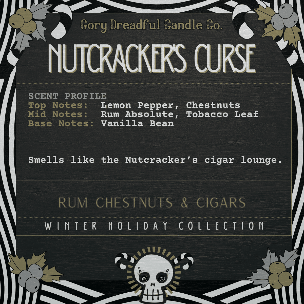 Nutcracker's Curse Sizzling Room Salt Crystal Potpourri: Rum Chestnuts & Cigars Scent - Gory Dreadful Candle Co