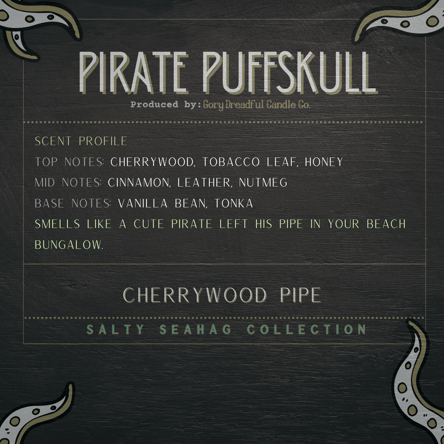PIRATE PUFFSKULL Wax Melt Chunkies: Weathered Pipe Scent - Gory Dreadful Candle Co