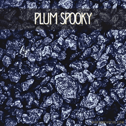 Plum Spooky Sizzling Room Salt Crystal Potpourri: Plum Cinnamon Patchouli Leaf Cashmere Woods Scent - Mini - Gory Dreadful Candle Co