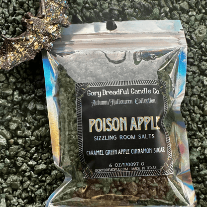 Poison Apple Sizzling Room Salt Crystal Potpourri: Caramel Green Apple Cinnamon Sugar Scent - Gory Dreadful Candle Co