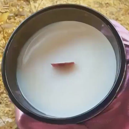APPARITIONAL AMBITIONS Crackling Wooden Wick Luxury Candle: Mint Nutmeg Geranium Rose Patchouli Scent