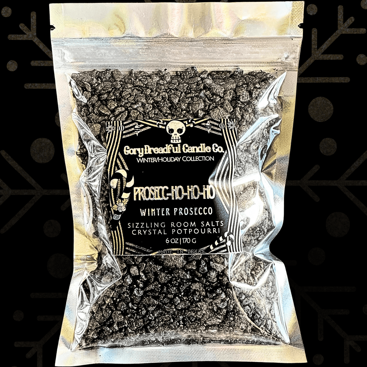 Prosecc - Ho - Ho - Ho Sizzling Room Salt Crystal Potpourri: Winter Prosecco Scent - Gory Dreadful Candle Co